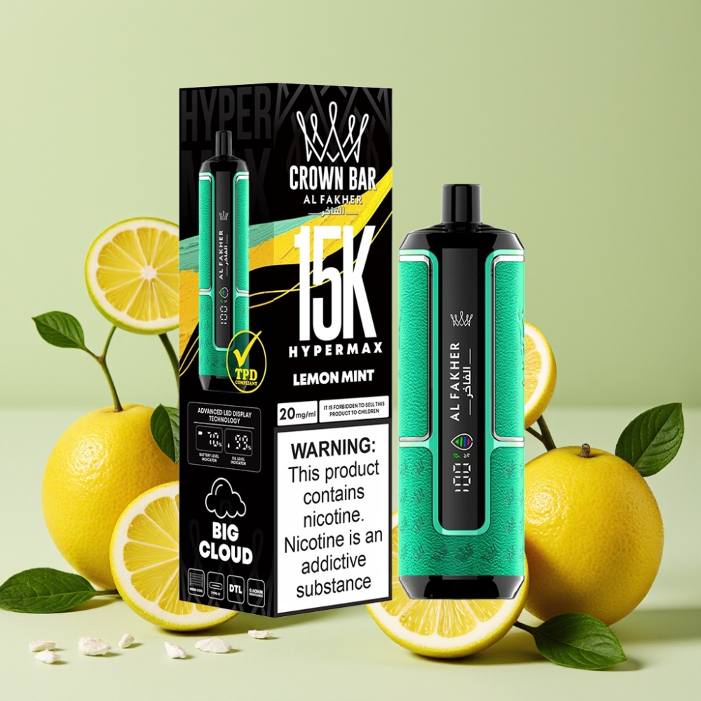 Al Fakher Crown Bar 15K Hypermax Desechable Kit Limón Menta 22ml 600mAh