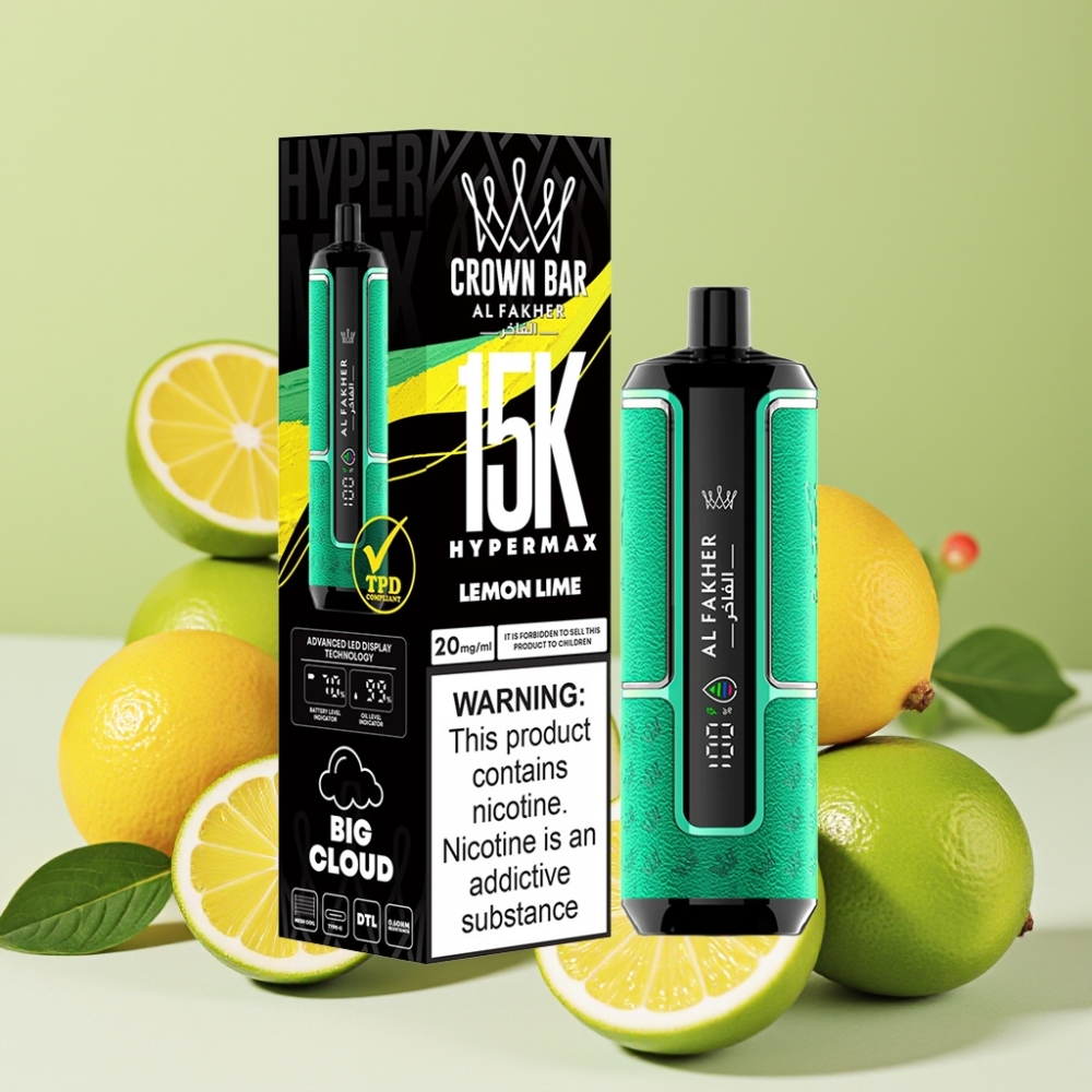 Al Fakher Crown Bar 15K Hypermax Desechable Vape Kit Limón Lima 22ml 15000 Puffs