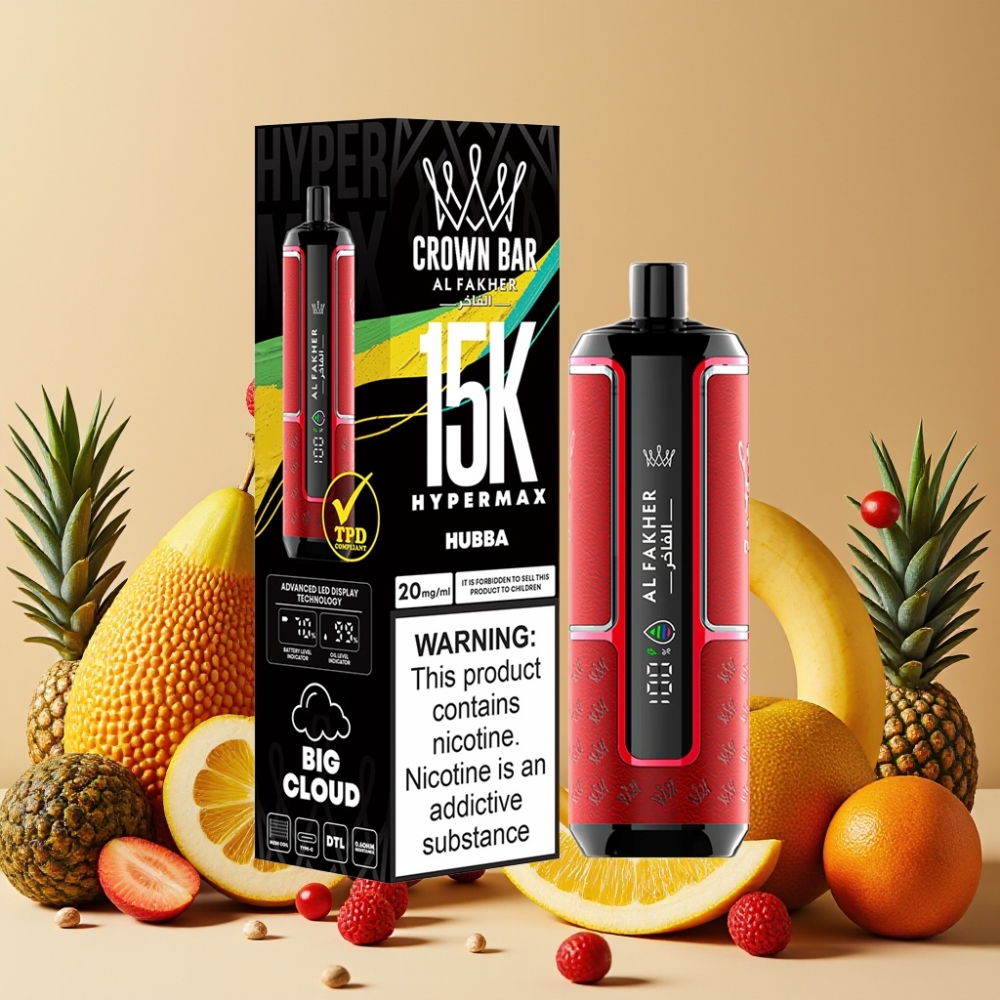 Al Fakher Crown Bar 15K Hypermax Desechable Vape Kit Sabor Hubba con 22ml y 15000 Caladas