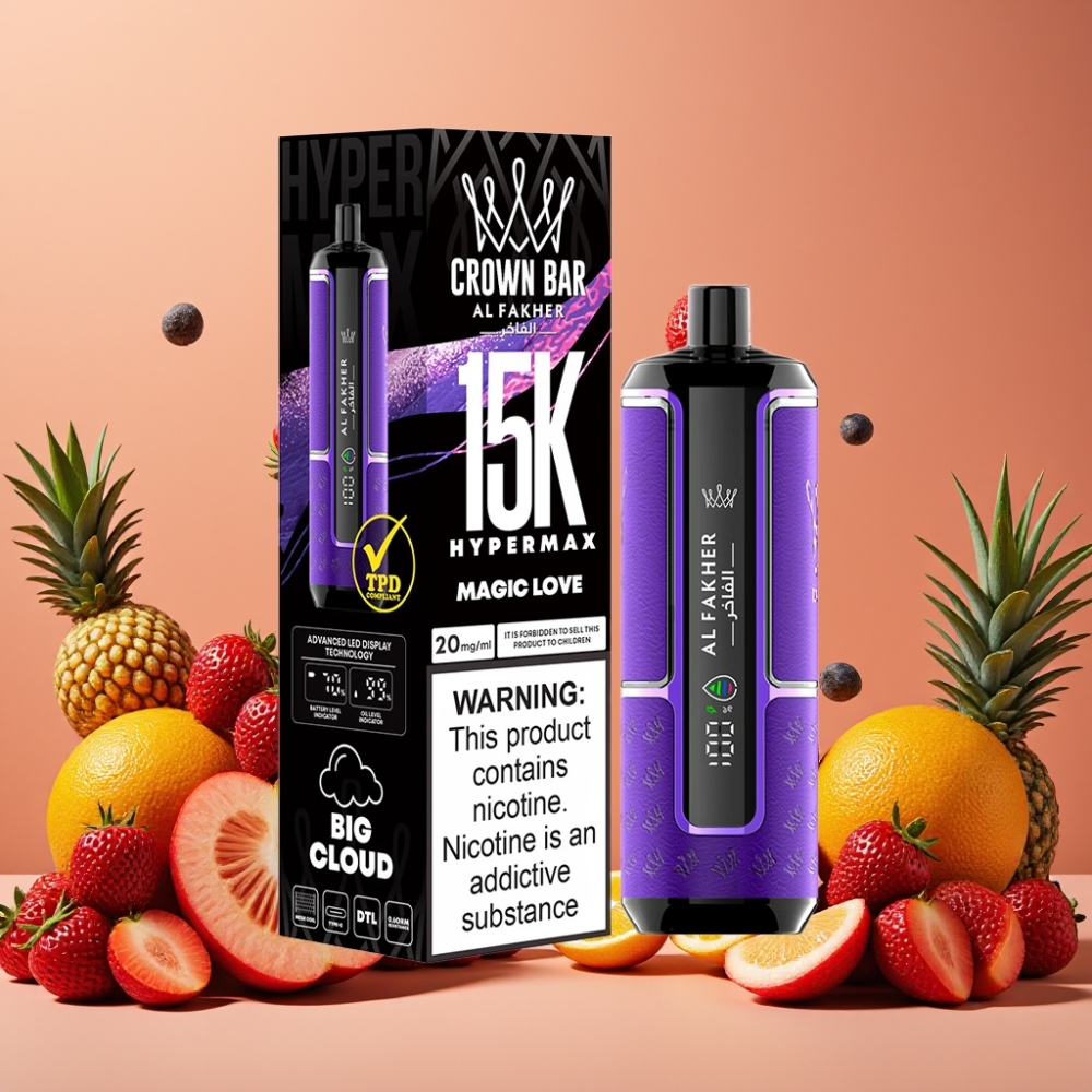 Al Fakher Crown Bar 15K Hypermax Kit Desechable Amor Mágico con 22ml y 15000 Caladas
