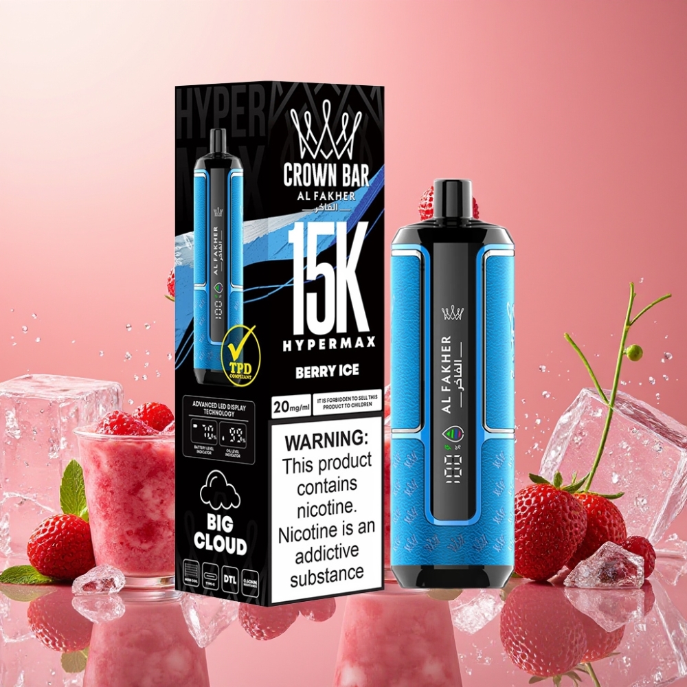 Al Fakher Crown Bar 15K Hypermax Kit Desechable Baya Hielo – 22ml 15000 Caladas