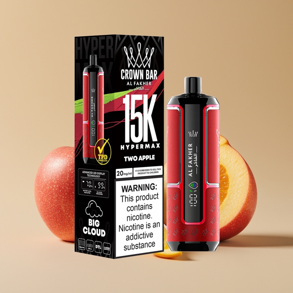 Al Fakher Crown Bar 15K Hypermax Vape Desechable Kit Dos Manzanas – 22ml 15000 Caladas