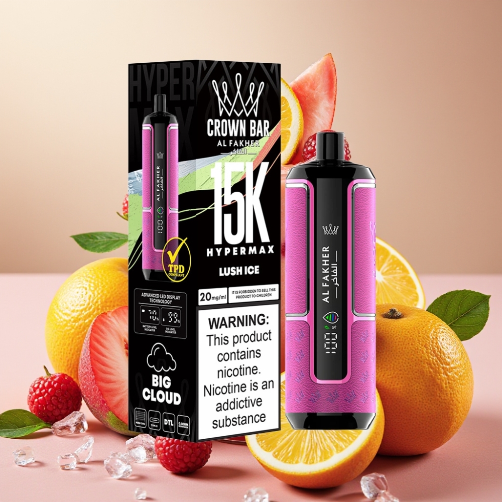 Al Fakher Crown Bar 15K Hypermax Vape Desechable Kit Hielo Lucho con 22ml y 600mAh