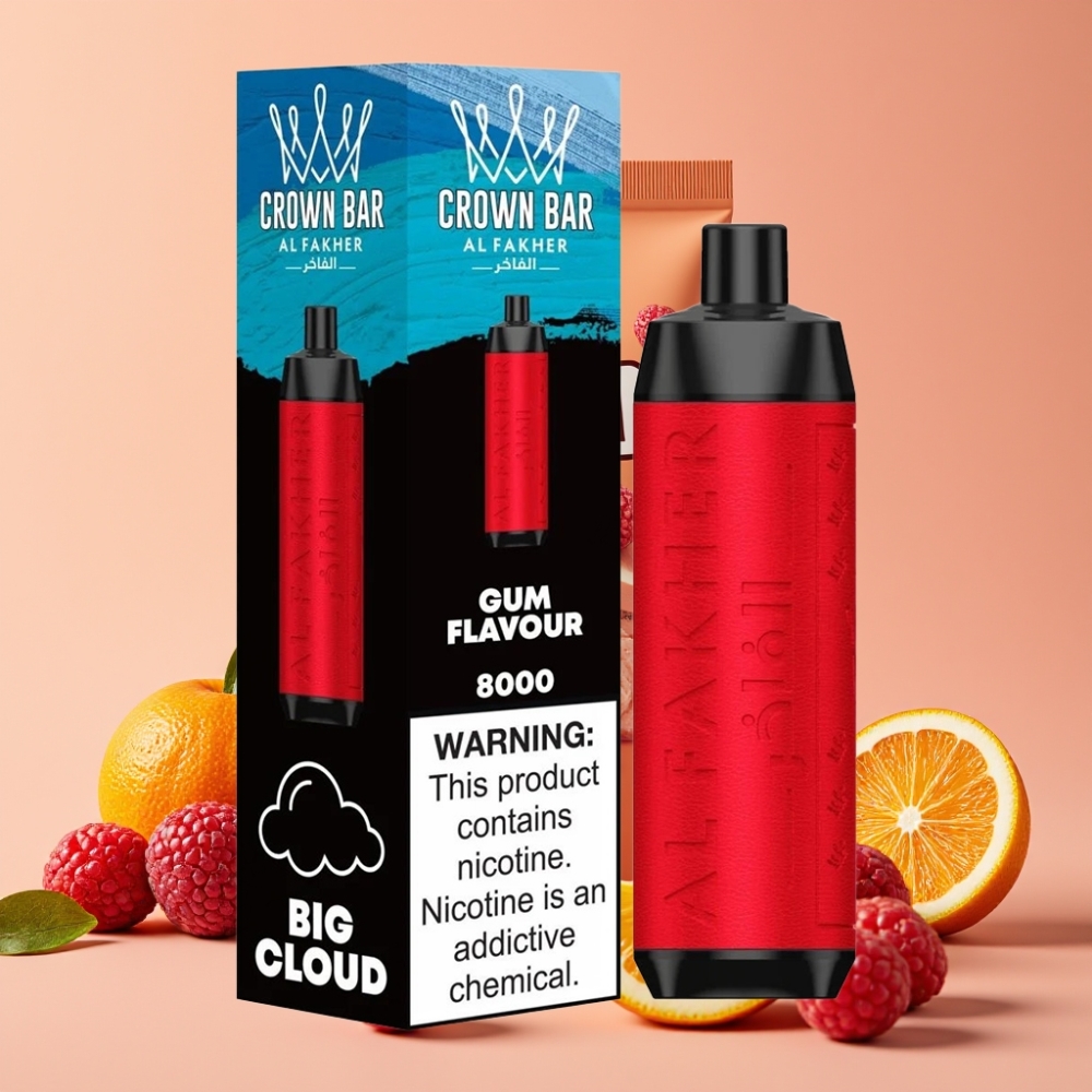 Al Fakher Crown Bar 8000 Crystal Desechable Sabor Chicle con 18ml y 8000 Caladas