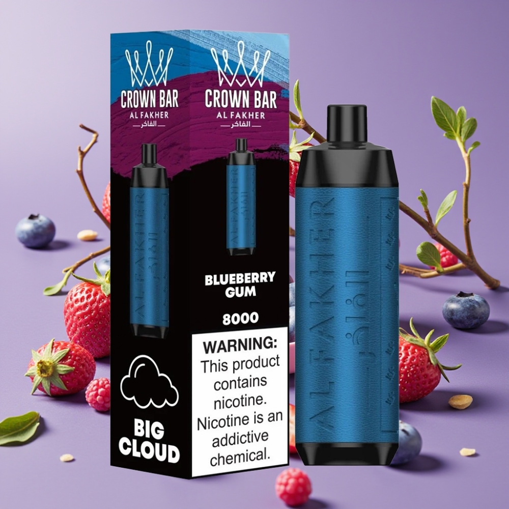 Al Fakher Crown Bar 8000 Crystal Desechable Vape Chicle de Arándano con 18ml y 8000 Caladas