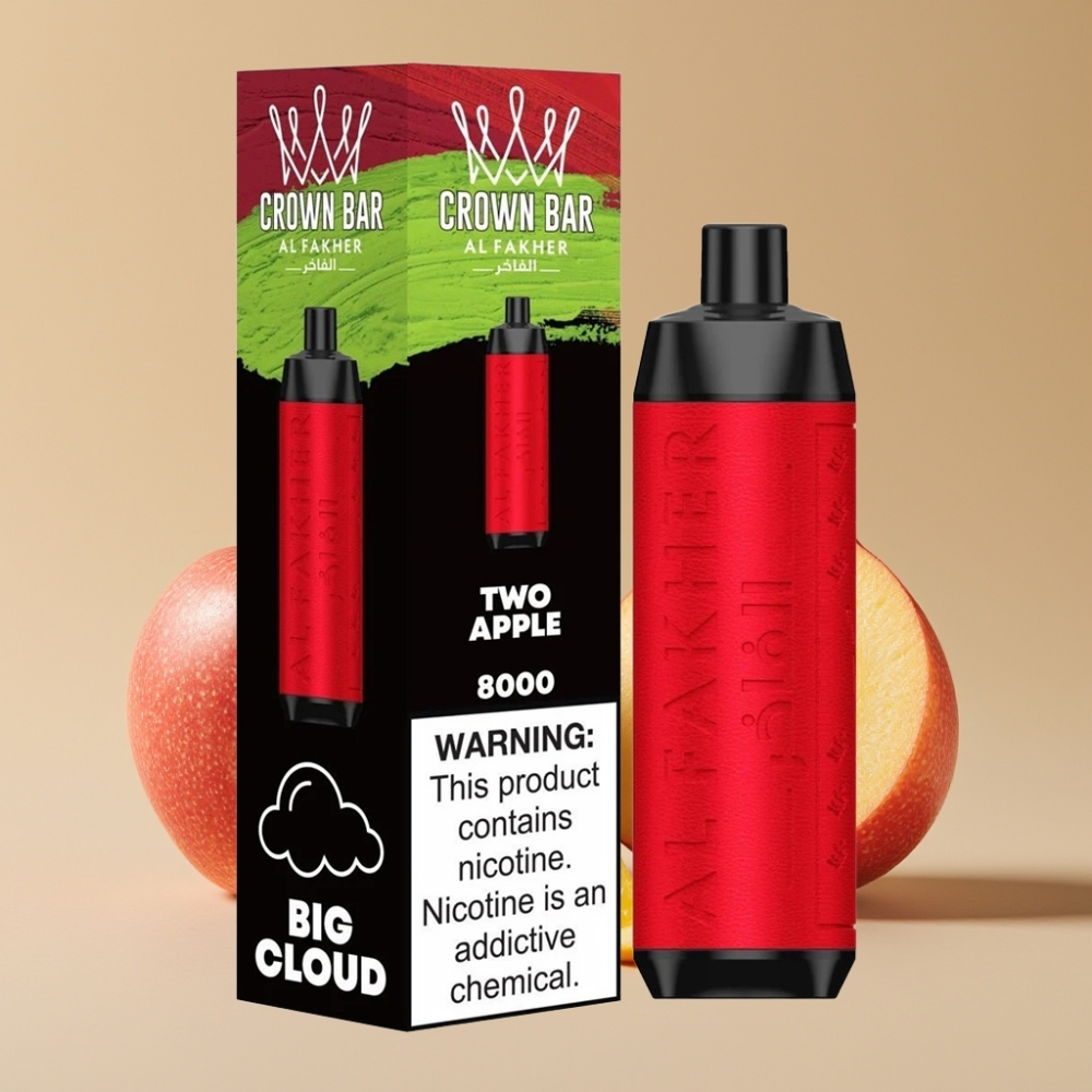 Al Fakher Crown Bar 8000 Crystal Desechable Vape Dos Manzanas con 18ml y 8000 Caladas