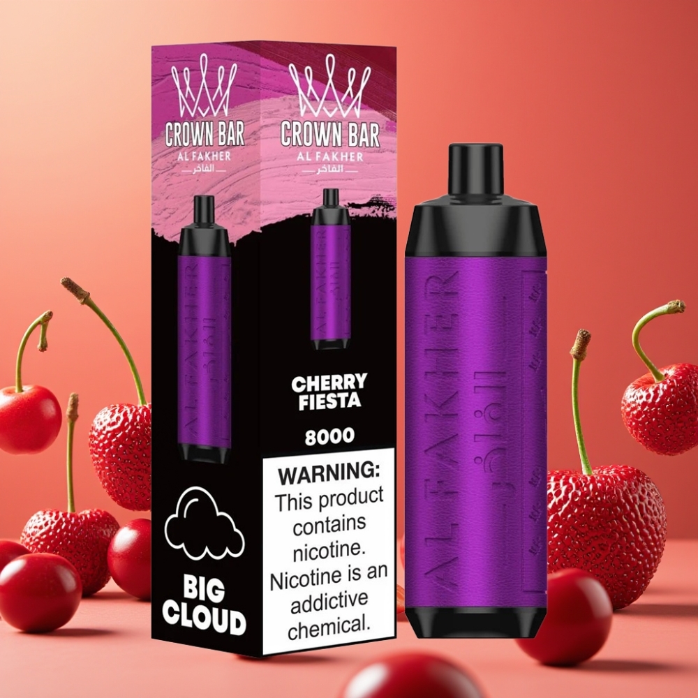 Al Fakher Crown Bar 8000 Crystal Desechable Vape Fiesta de Cereza con 18ml y 8000 Caladas