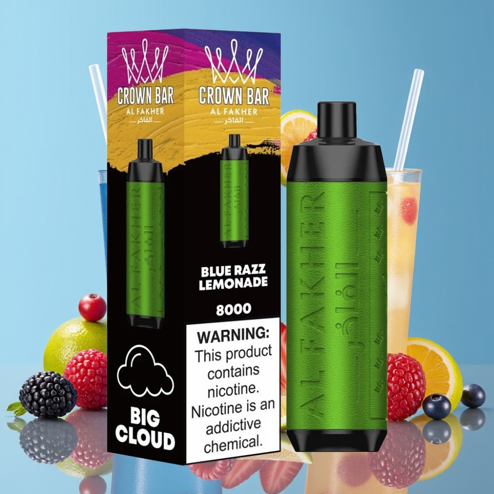 Al Fakher Crown Bar 8000 Crystal Desechable Vape Frambuesa Azul Limonada 18ml