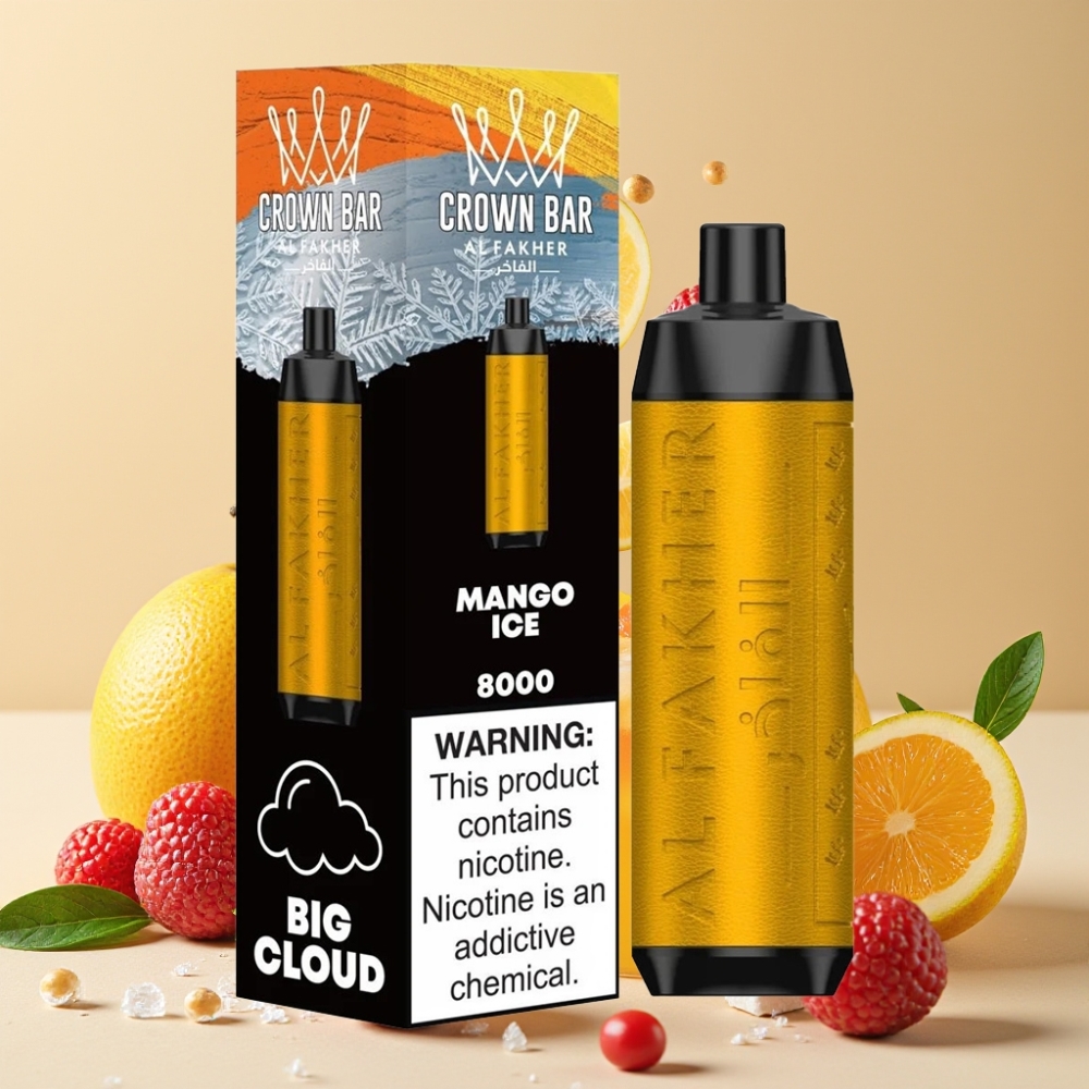 Al Fakher Crown Bar 8000 Crystal Desechable Vape Mango Hielo con 18ml y 8000 Puffs