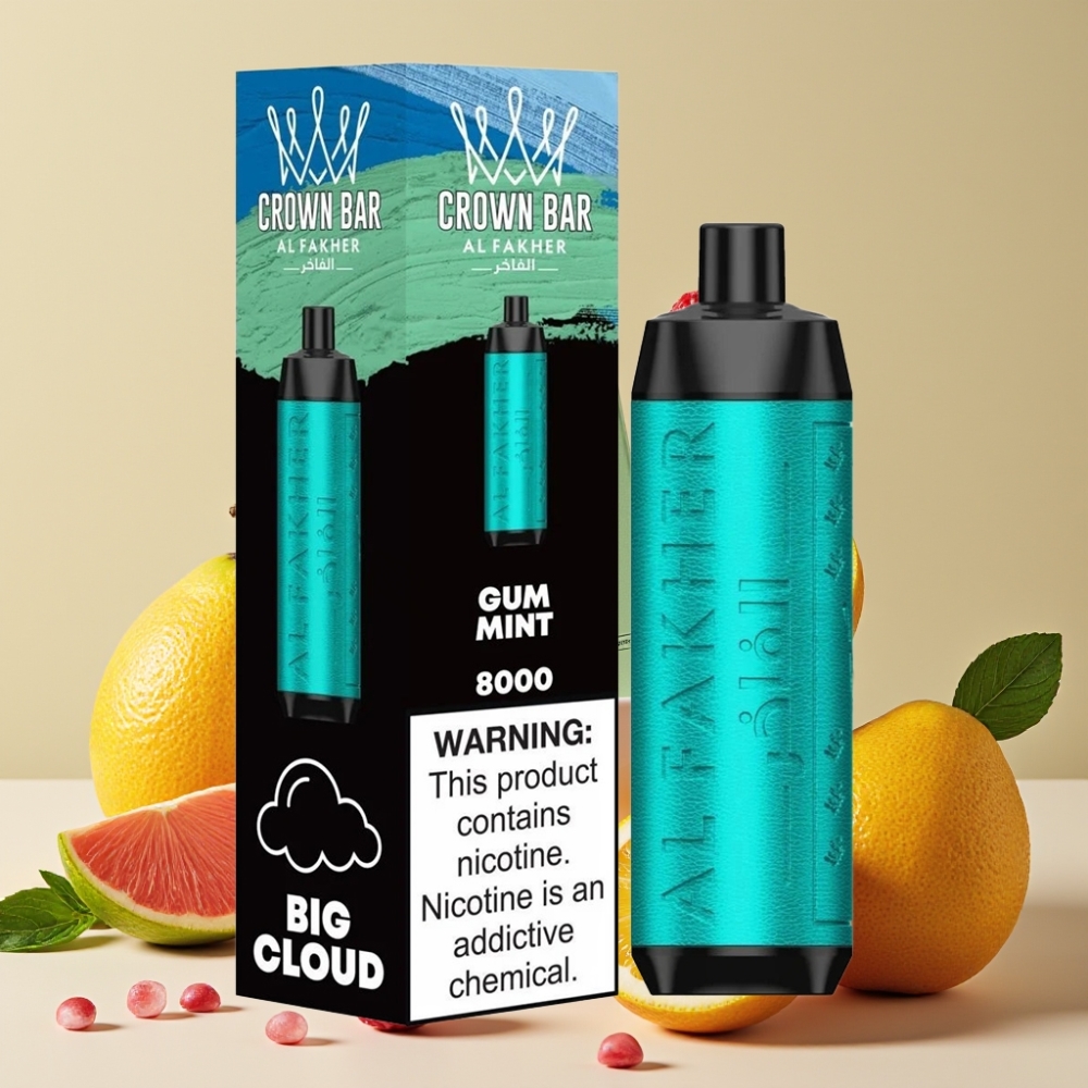 Al Fakher Crown Bar 8000 Crystal Desechable Vape Menta Chicle 18ml 5mg