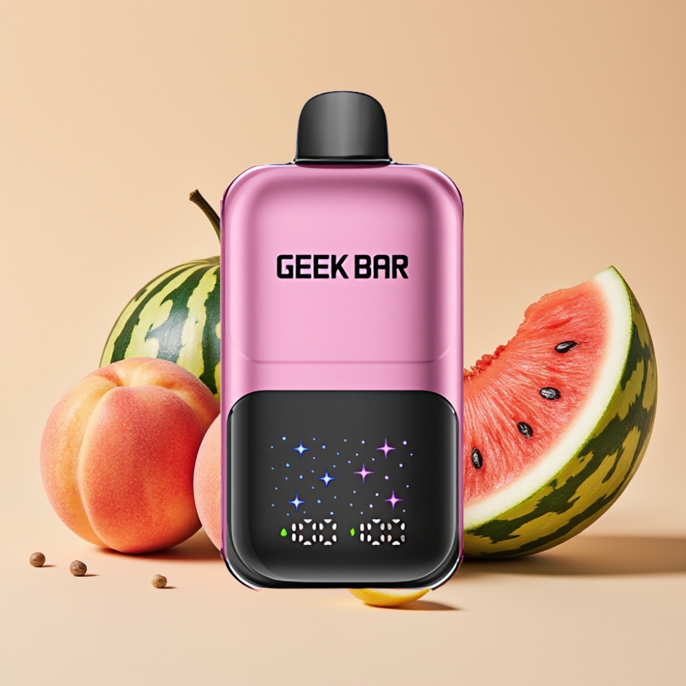 GEEK BAR 2GO 20ml 50000 Caladas Dos Series Vape Desechable Durazno  Sandía con Pantalla Interactiva y Batería Recargable
