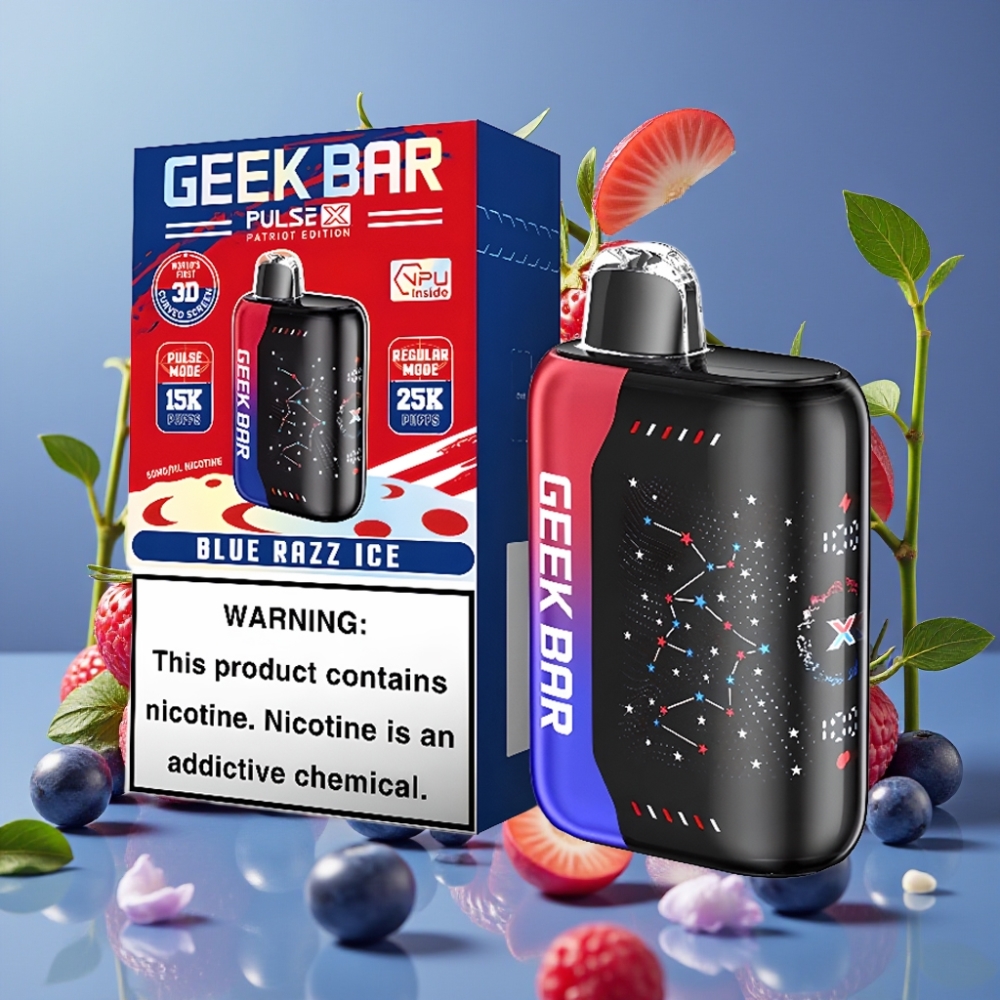 GEEK BAR Pulse X 25000 Puffs Edición Patriota con Pantalla Curva 3D y 18mL de E-Líquido