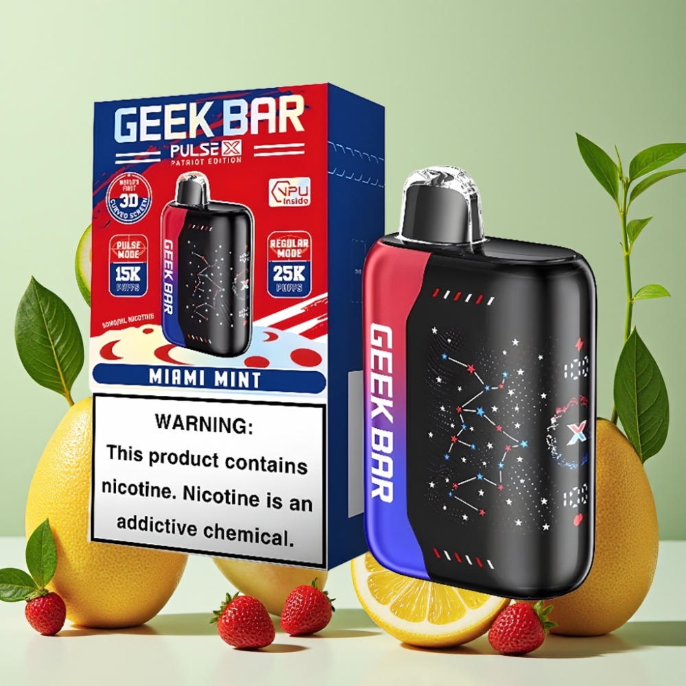 GEEK BAR Pulse X 25000 Puffs Edición Patriota con Pantalla Curva 3D y 18mL de E-Líquido