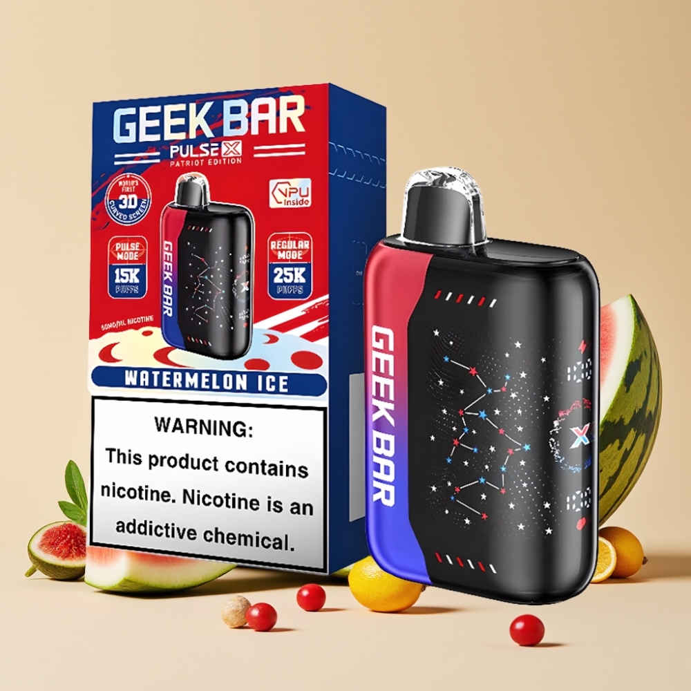 GEEK BAR Pulse X 25000 Puffs Edición Patriota con Pantalla Curva 3D y 18mL de E-Líquido