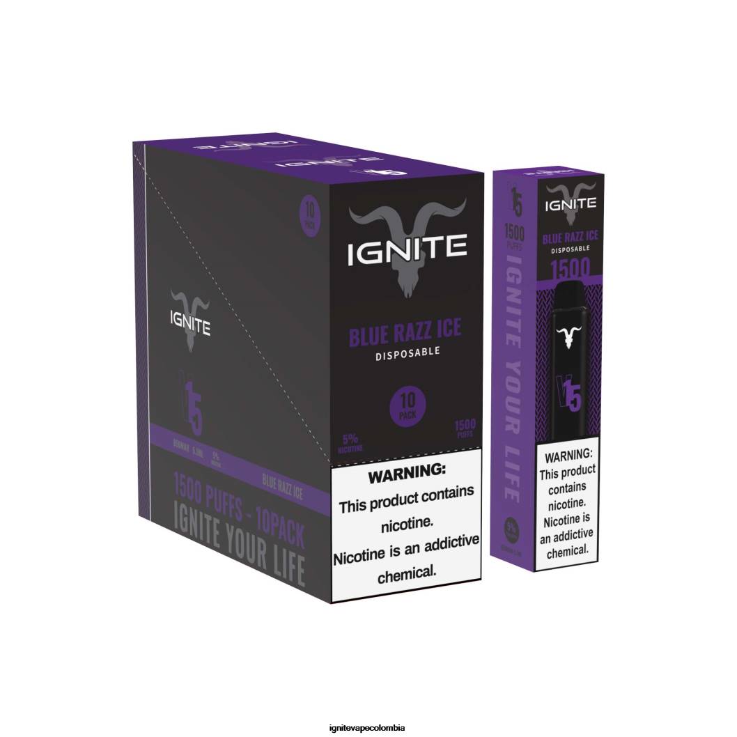 IGNITE V15 paquete de 10 bolígrafos vaporizadores hielo azul 86JD96 - IGNITE Vape Colombia