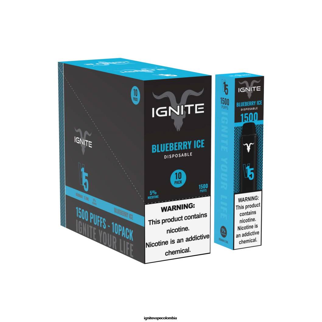 IGNITE V15 paquete de 10 bolígrafos vaporizadores hielo azul 86JD96 - IGNITE Vape Colombia