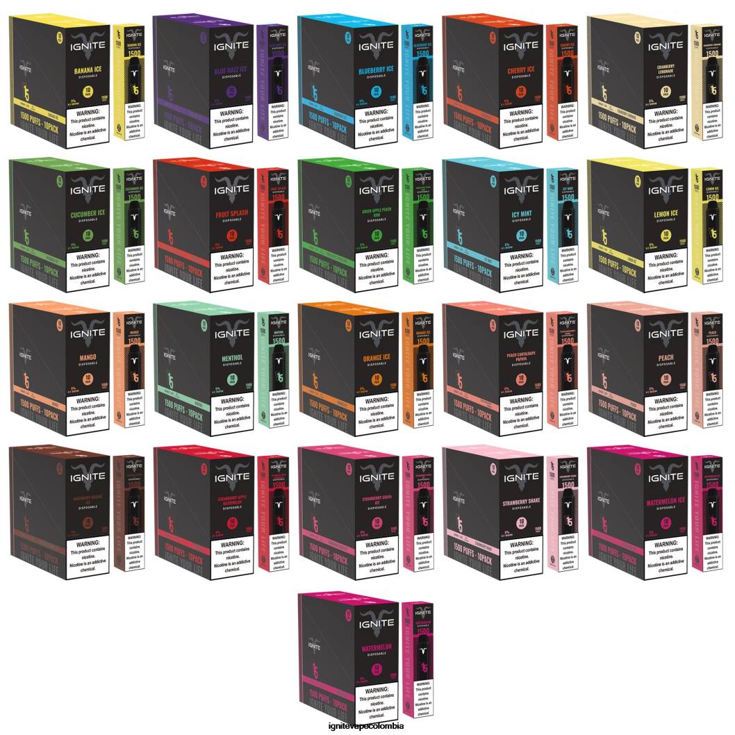 IGNITE V15 paquete de 10 bolígrafos vaporizadores manzana verde melocotón kiwi 86JD101 - IGNITE Pod Precio