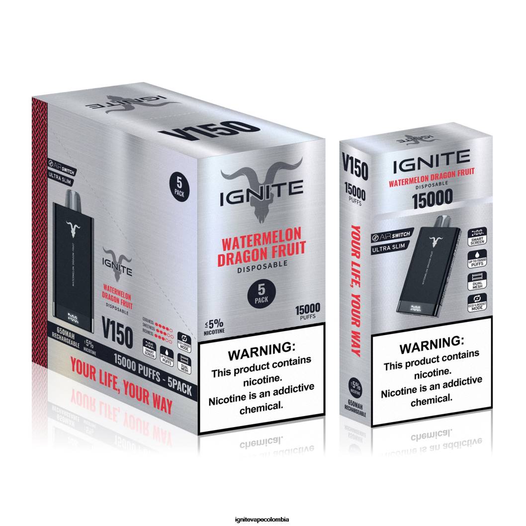 IGNITE V150 paquete de 5 bolígrafos vaporizadores fruta del dragón de sandía 86JD93 - IGNITE Electric Lighter
