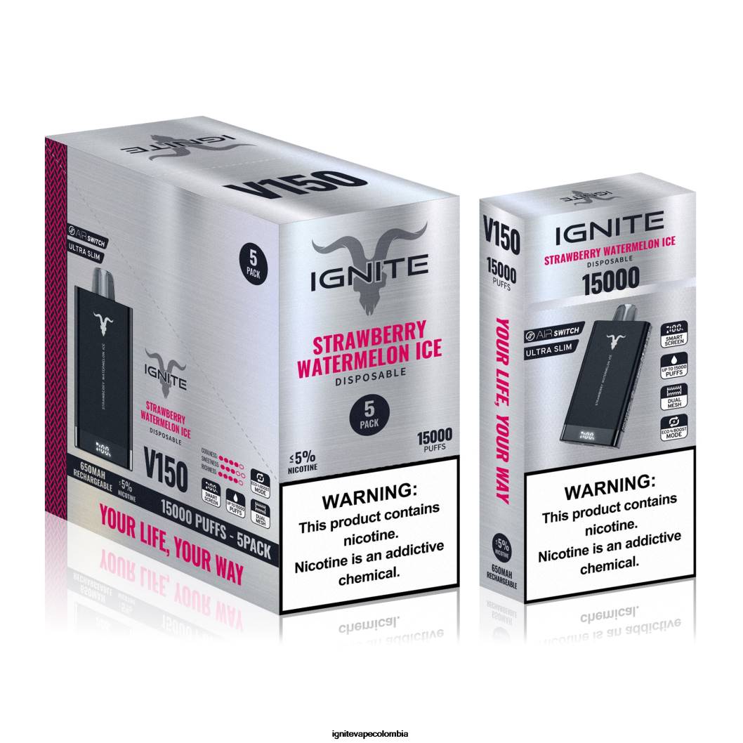 IGNITE V150 paquete de 5 bolígrafos vaporizadores hielo de sandia 86JD94 - Vape IGNITE Nicotina