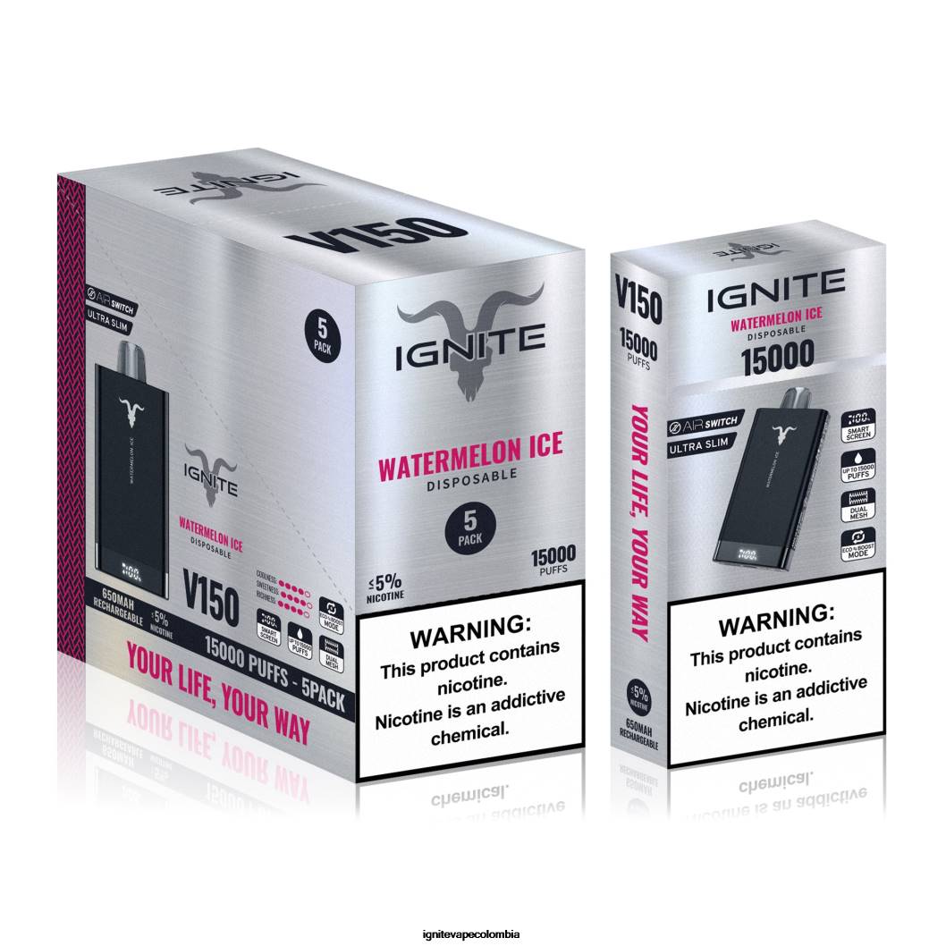 IGNITE V150 paquete de 5 bolígrafos vaporizadores hielo de sandia 86JD94 - Vape IGNITE Nicotina