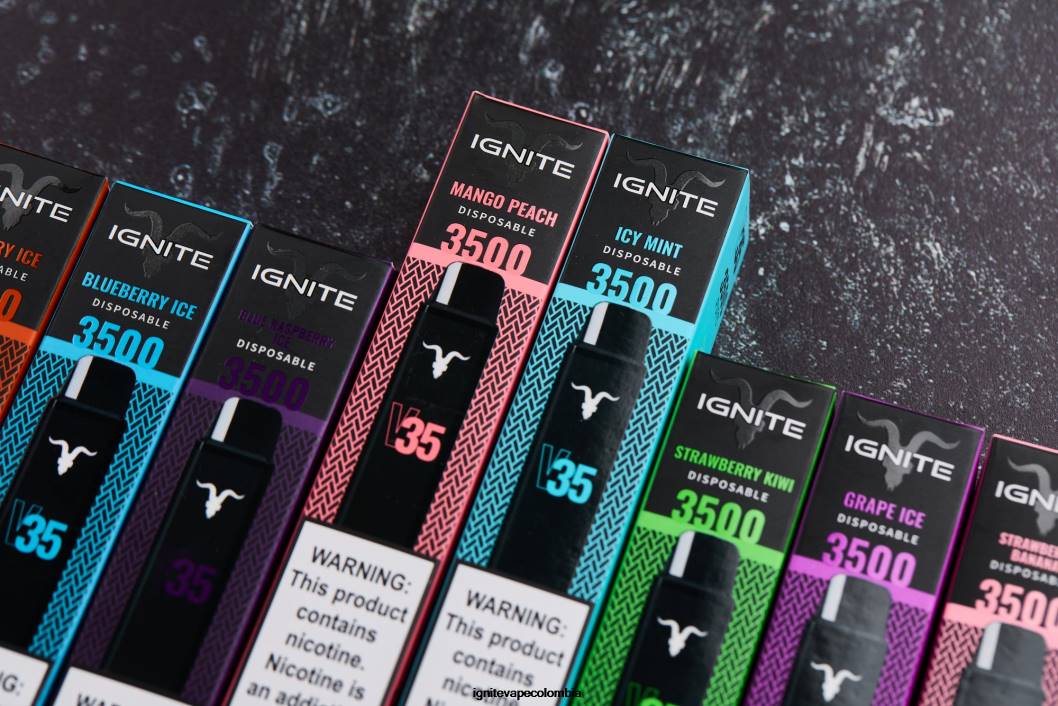IGNITE V35 paquete de 10 bolígrafos vaporizadores hielo de frambuesa azul 86JD120 - IGNITE Sabores