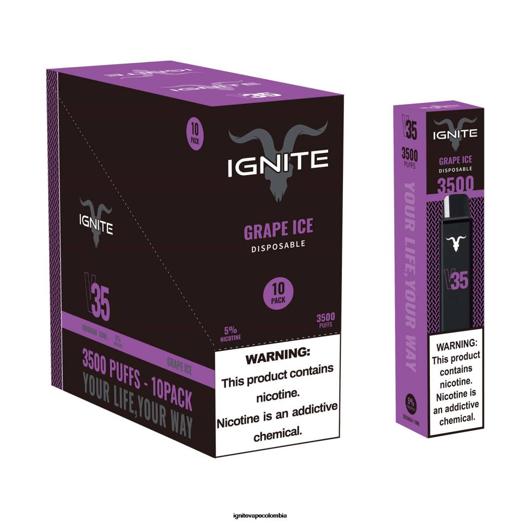 IGNITE V35 paquete de 10 bolígrafos vaporizadores hielo de frambuesa azul 86JD120 - IGNITE Sabores
