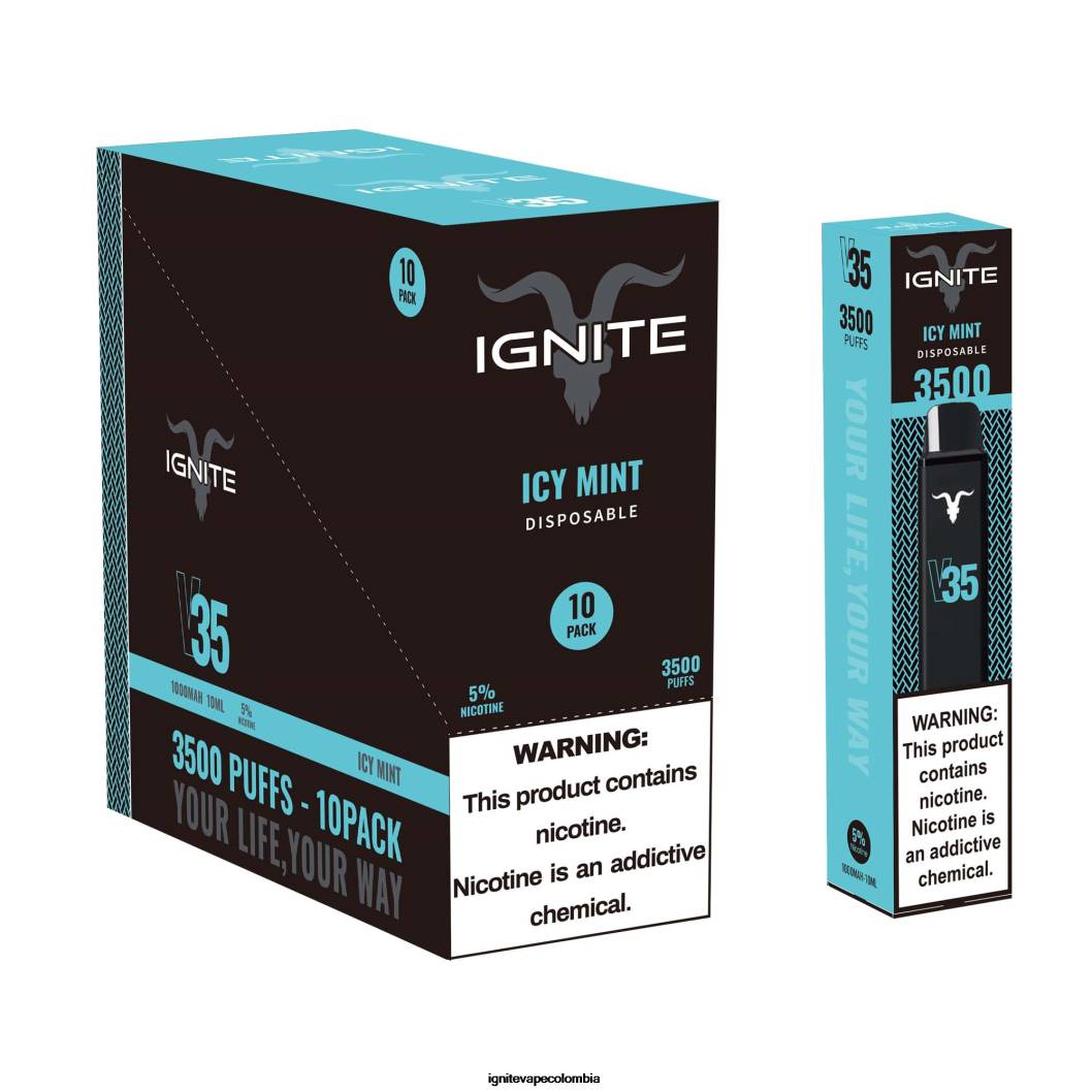 IGNITE V35 paquete de 10 bolígrafos vaporizadores hielo de frambuesa azul 86JD120 - IGNITE Sabores