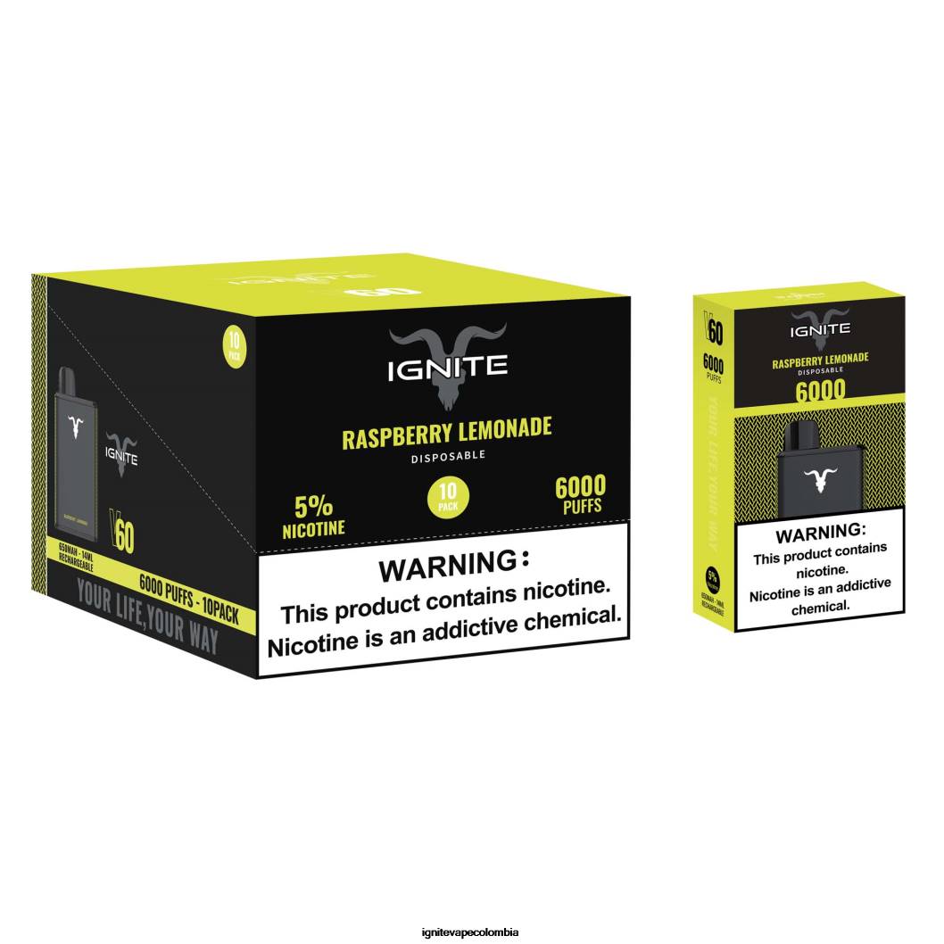 IGNITE V60 paquete de 10 bolígrafos vaporizadores limonada de frambuesa 86JD23 - IGNITE Electric Lighter