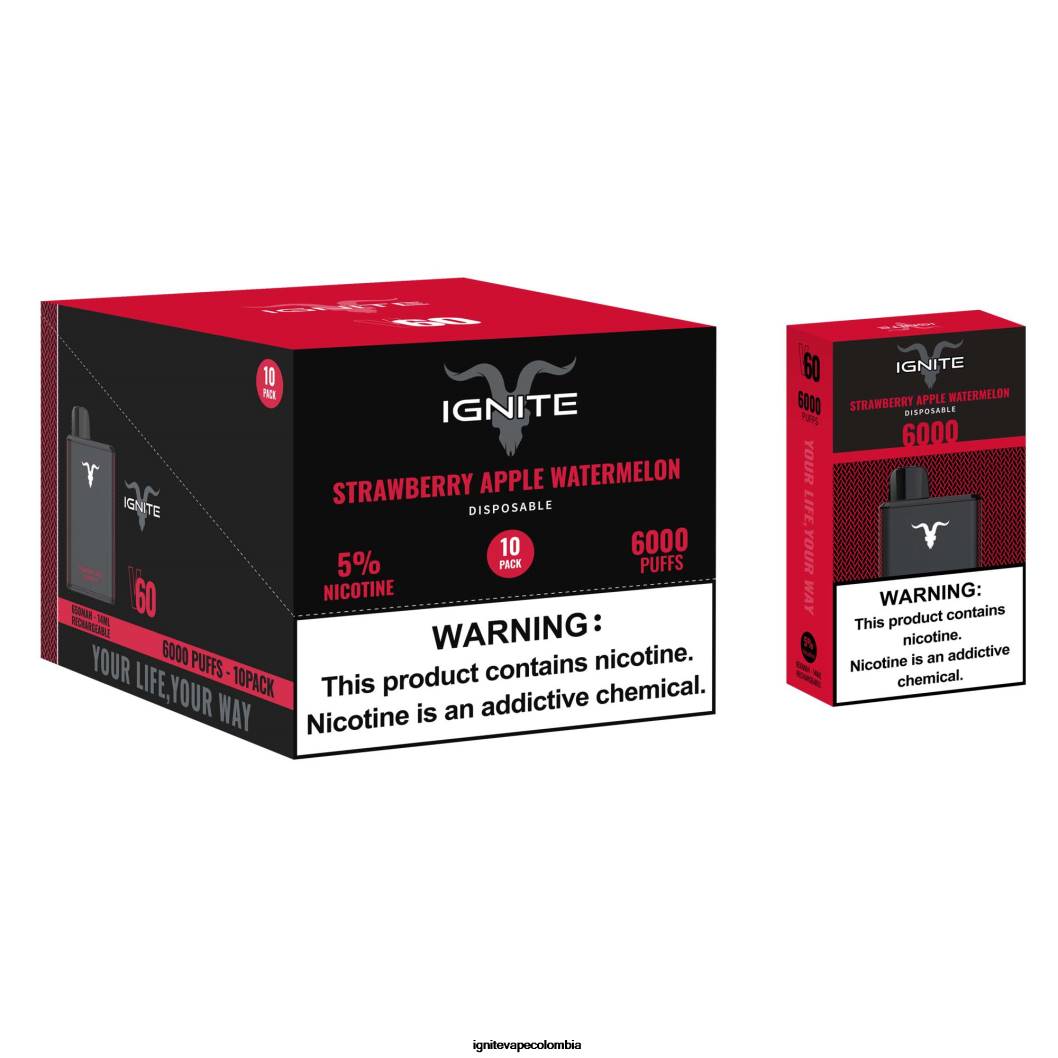IGNITE V60 paquete de 10 bolígrafos vaporizadores sandía manzana fresa 86JD25 - IGNITE Online Shop