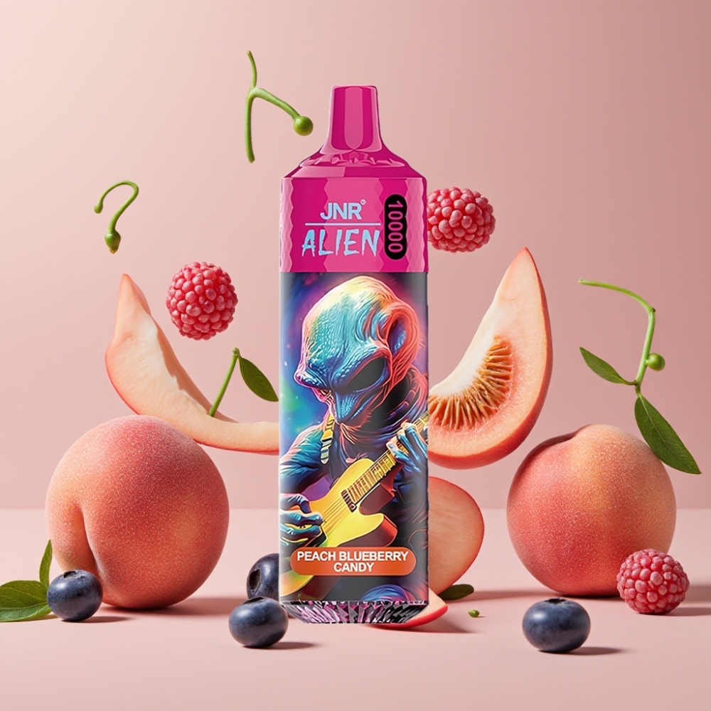 JNR Alien 10000 Puffs Vape Disposable Caramelo Melocotón Arándano con RGB LED y Tipo-C