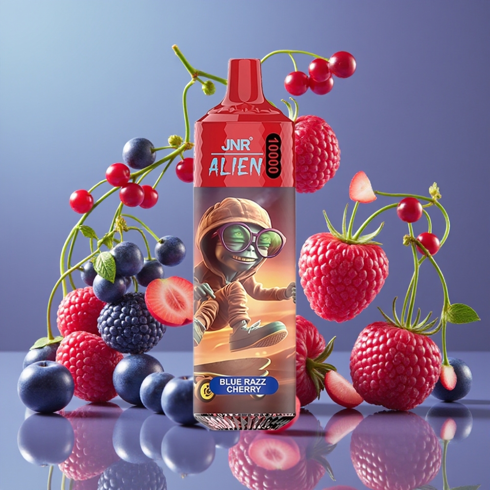 JNR Alien 10000 Puffs Zarzamora Azul Cereza Diseño Deportivo RGB