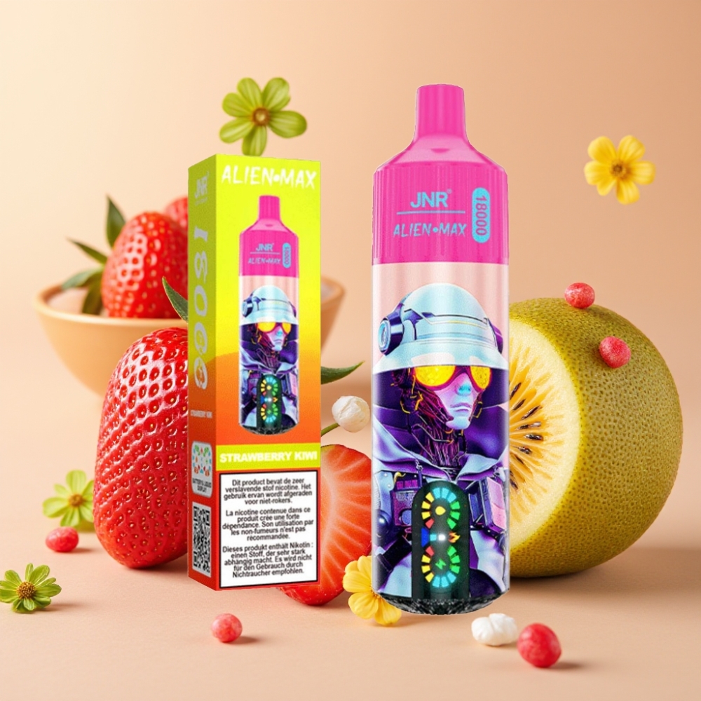 JNR Alien Max 18000 Puffs Fresa Kiwi con Pantalla LED Inteligente y Carga Rápida Type-C