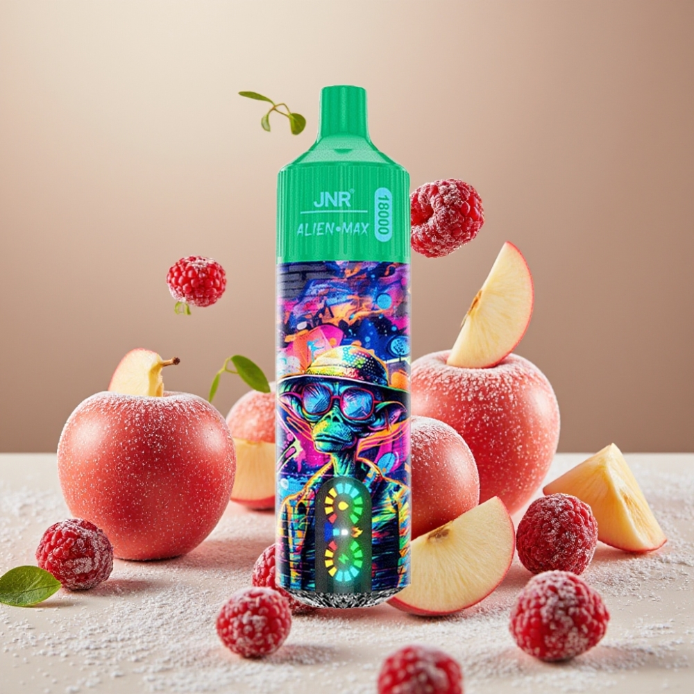 JNR Alien Max 18000 Puffs Manzana Helada con Pantalla LED Inteligente y Carga Rápida Type-C