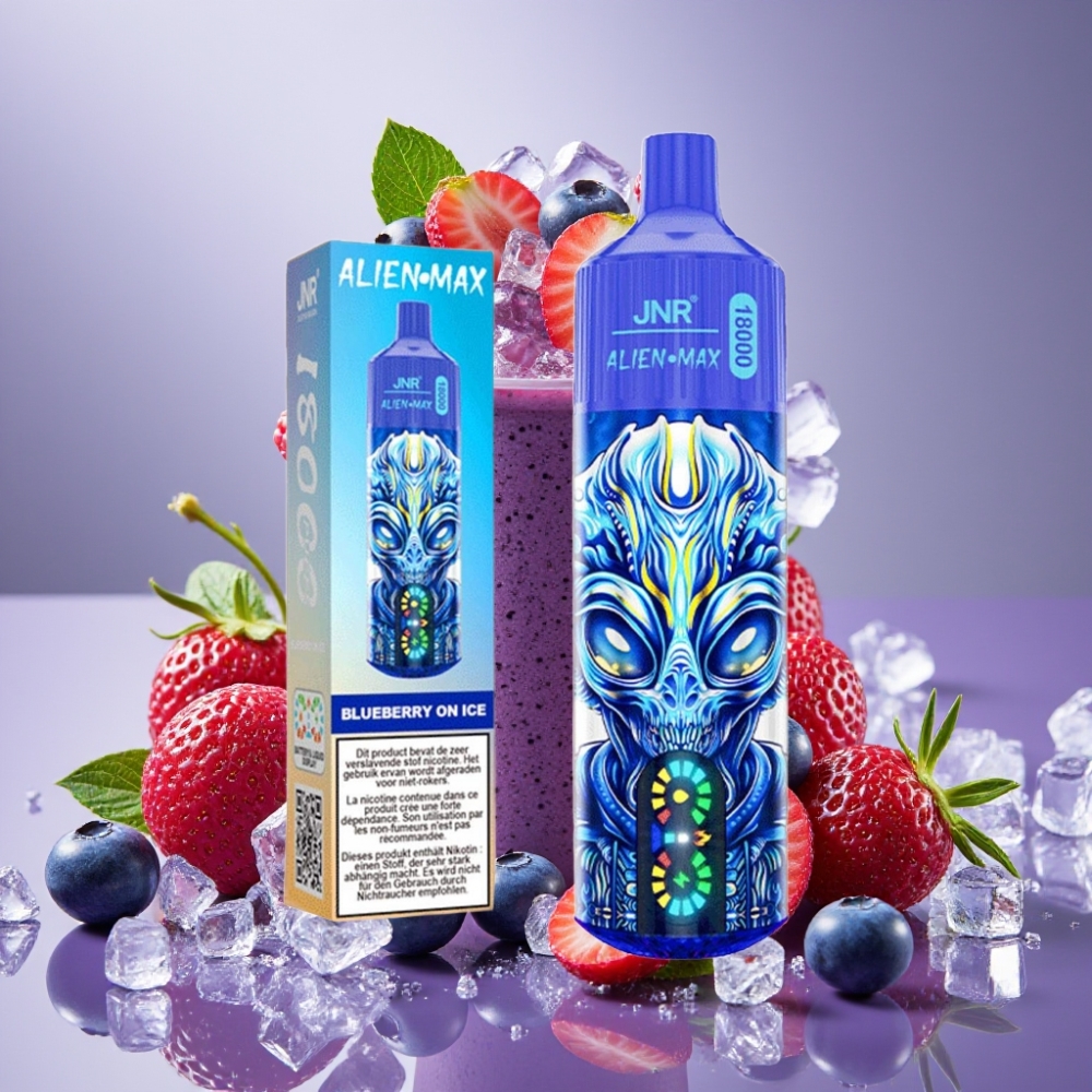 JNR Alien Max 18000 Puffs Vape Desechable Arándano con Hielo con Pantalla LED y Doble Bobina