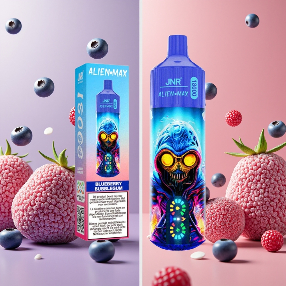 JNR Alien Max 18000 Puffs Vape Desechable Chicle de Arándano con Pantalla LED Inteligente y Carga Rápida Type-C
