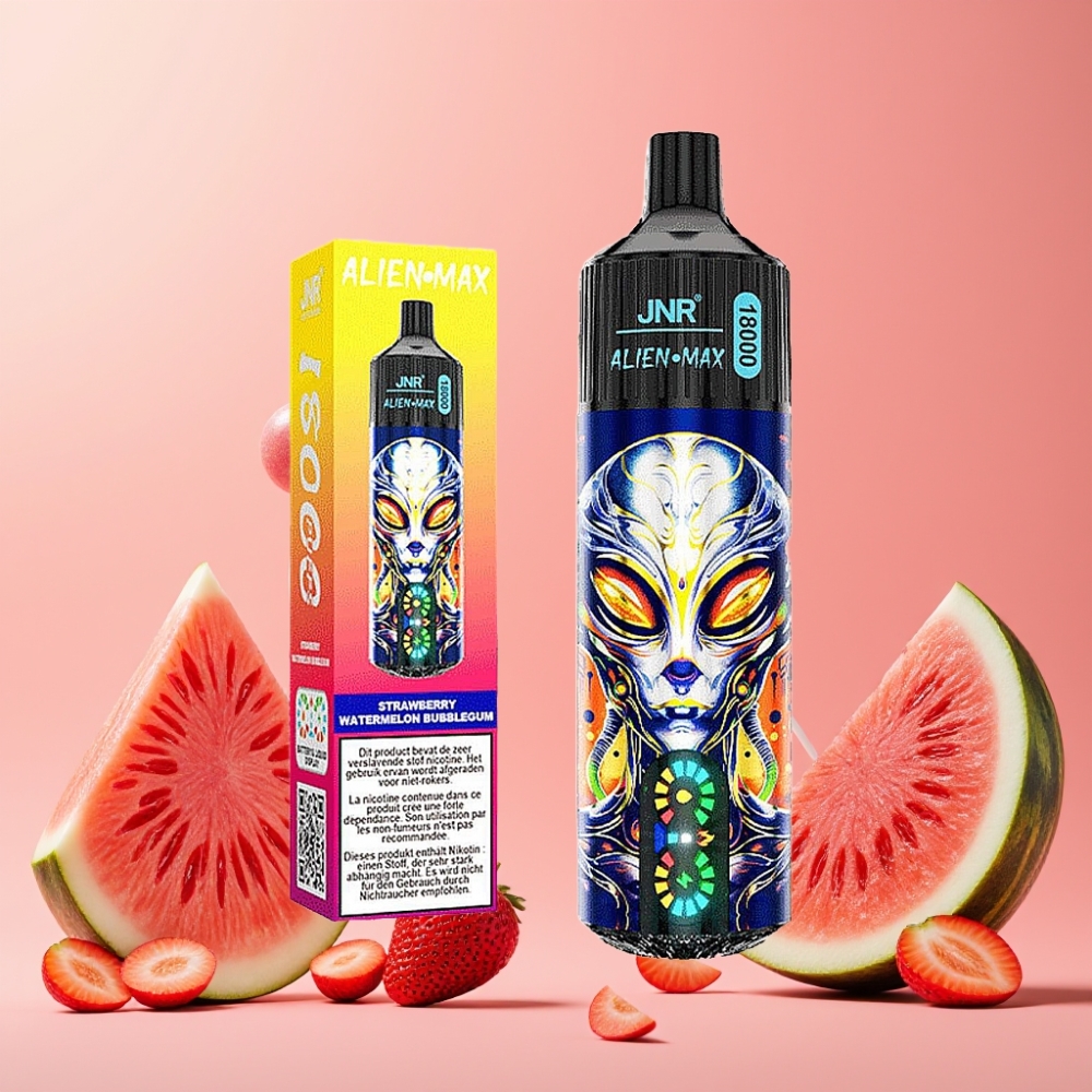JNR Alien Max 18000 Puffs Vape Desechable Fresa Sandía Chicle con Pantalla LED Inteligente y Doble Bobina