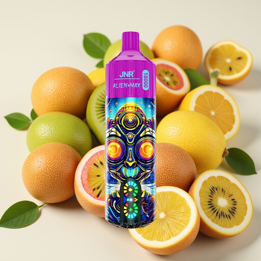 JNR Alien Max 18000 Puffs Vape Desechable Kiwi Maracuyá Guayaba con Pantalla LED Inteligente y Carga Rápida Type-C