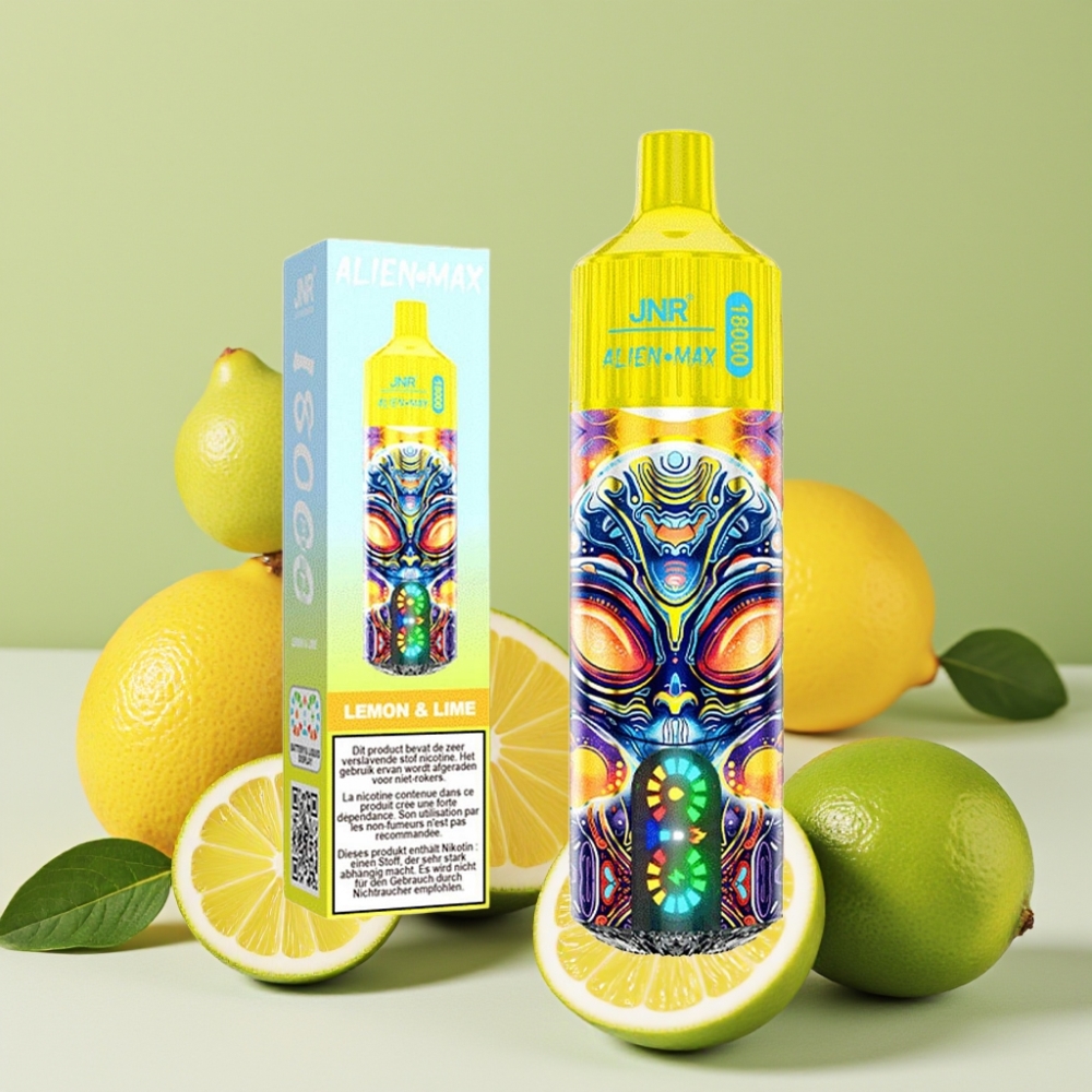JNR Alien Max 18000 Puffs Vape Desechable Limón  Lima con Pantalla LED Inteligente y Dual Mesh Coil