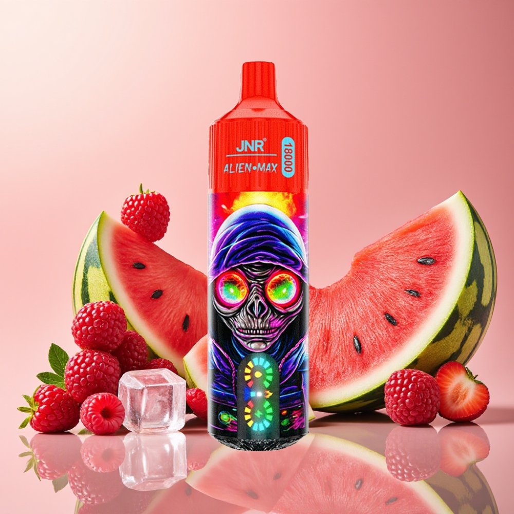 JNR Alien Max 18000 Puffs Vape Disposable Frambuesa Sandía Helada con Pantalla LED Inteligente y Doble Bobina Mesh