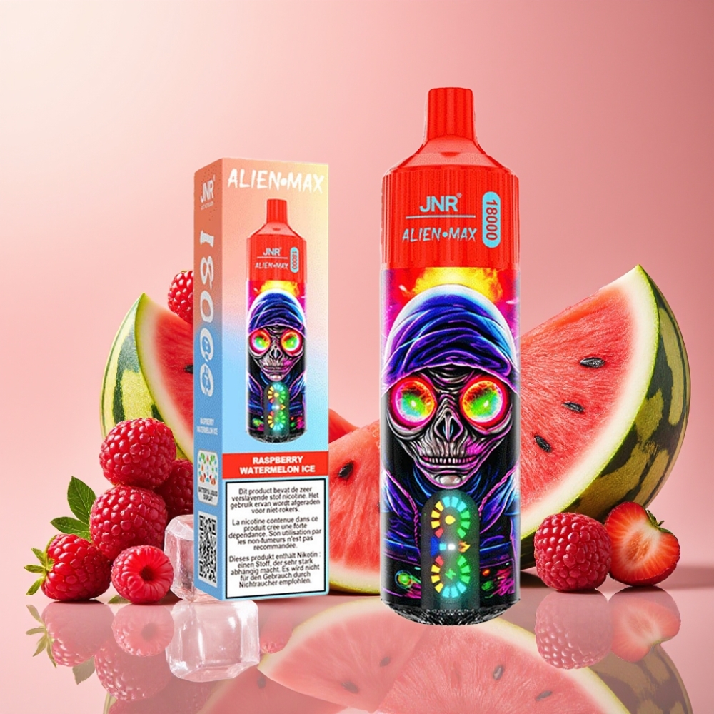JNR Alien Max 18000 Puffs Vape Disposable Frambuesa Sandía Helada con Pantalla LED Inteligente y Doble Bobina Mesh