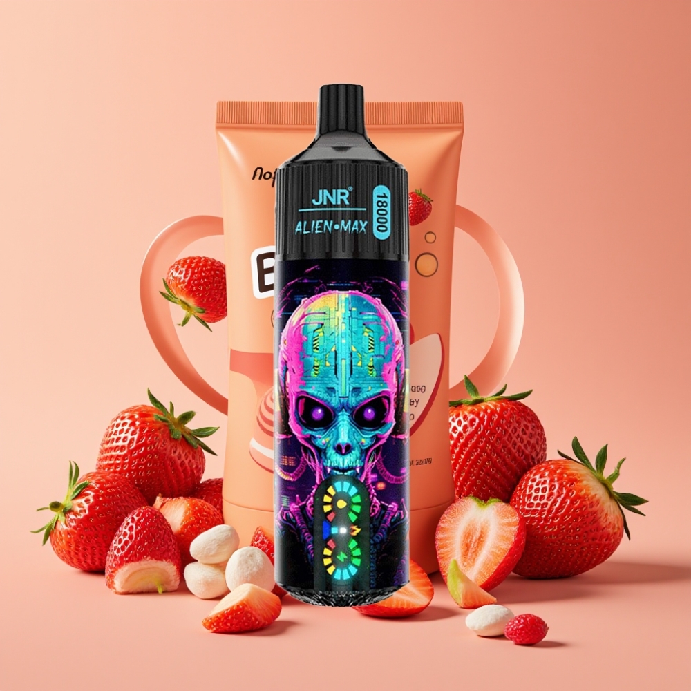 JNR Alien Max 18000 Puffs Vape Disposable Fresa Hubba Bubba con Pantalla LED Inteligente y Carga Rápida Type-C
