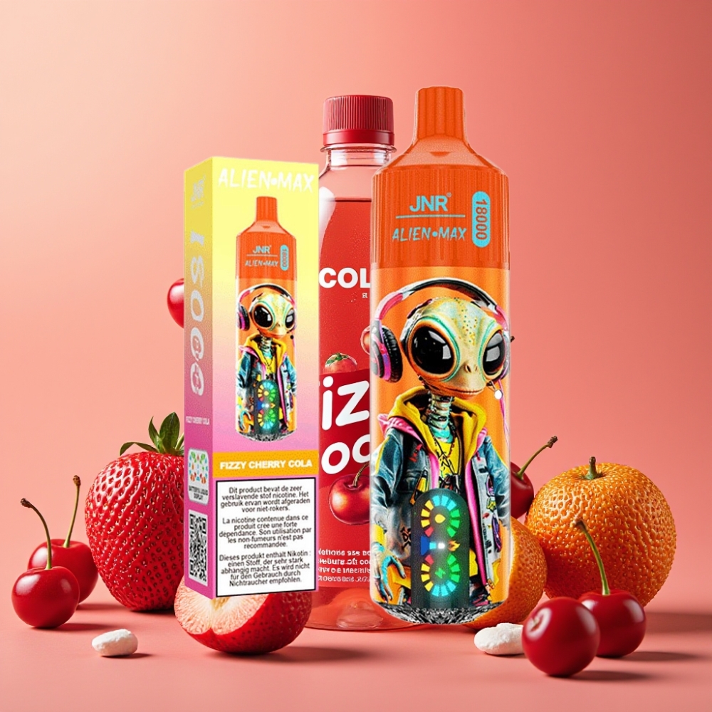 JNR Alien Max 18000 Puffs Vape Fizzy Cereza Cola con Pantalla LED y Doble Bobina