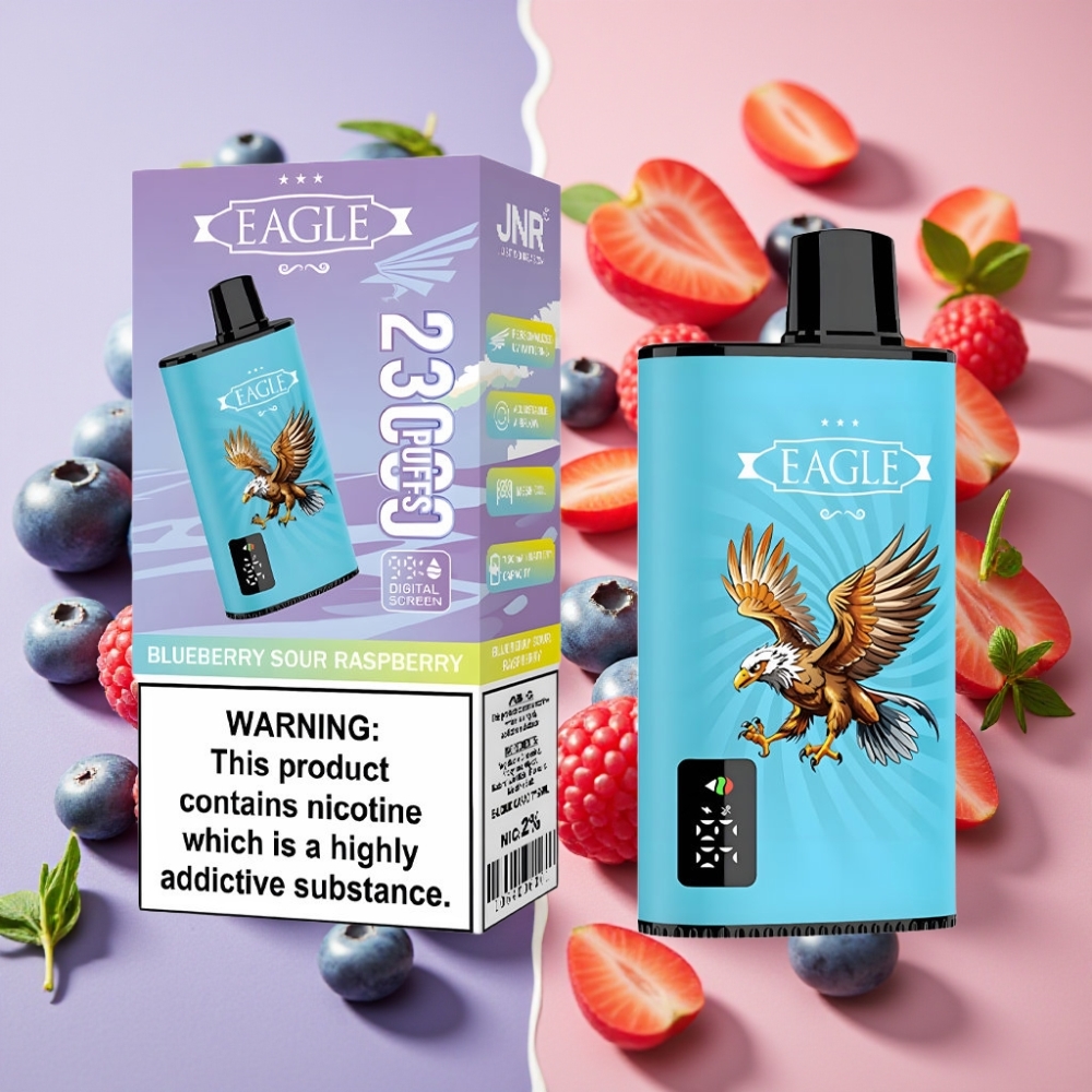 JNR EAGLE Smart 23000 Puffs Desechable Vape Arándano Agrio Frambuesa con Pantalla Digital y 10ohm Mesh Coil