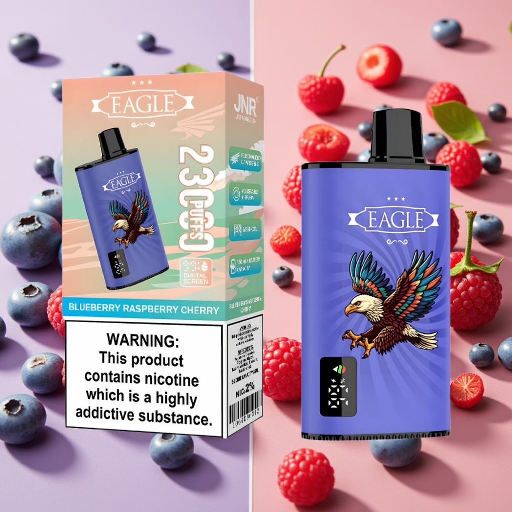 JNR EAGLE Smart 23000 Puffs Desechable Vape Arándano Frambuesa Cereza con Pantalla Digital y Bobina Mesh 10ohm