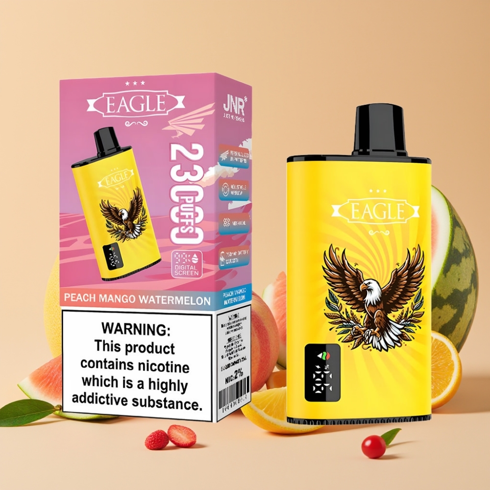 JNR EAGLE Smart 23000 Puffs Desechable Vape Melocotón Mango Sandía con Pantalla Digital y 10ohm Mesh Coil