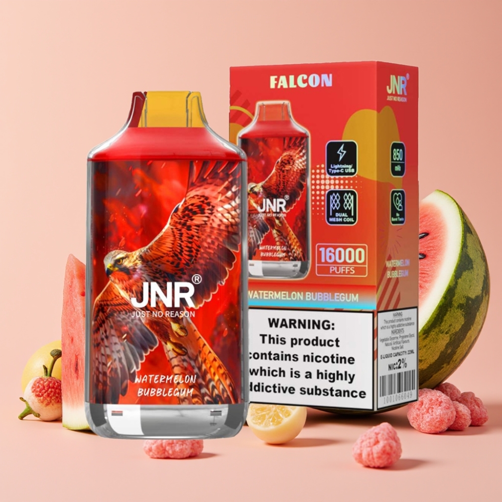JNR Falcon 16000 Puffs Desechable Vape Chicle de Sandía y Doble Malla Coil