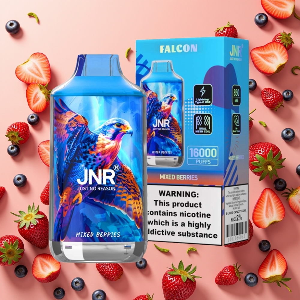 JNR Falcon 16000 Puffs Vape Desechable Bayas Mixtas con Pantalla LED Inteligente y Carga Tipo C