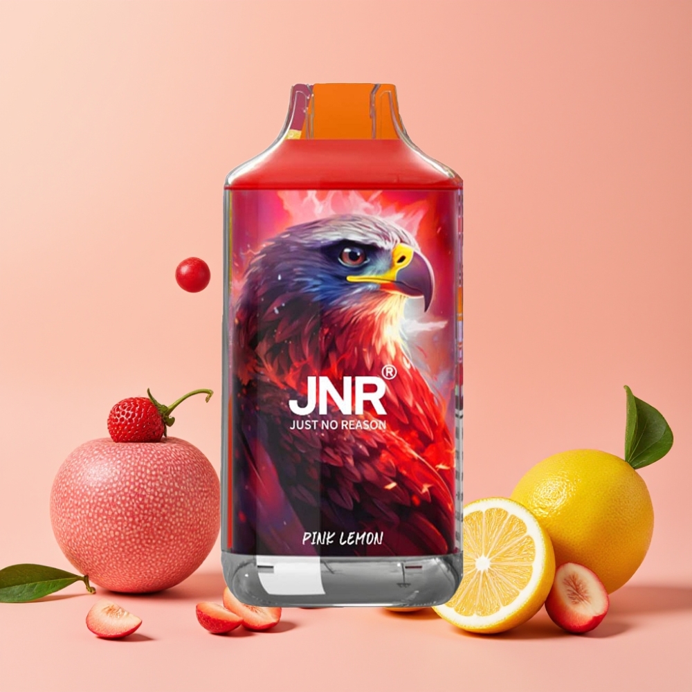 JNR Falcon 16000 Puffs Vape Desechable Limón Rosa con Doble Malla y Pantalla LED