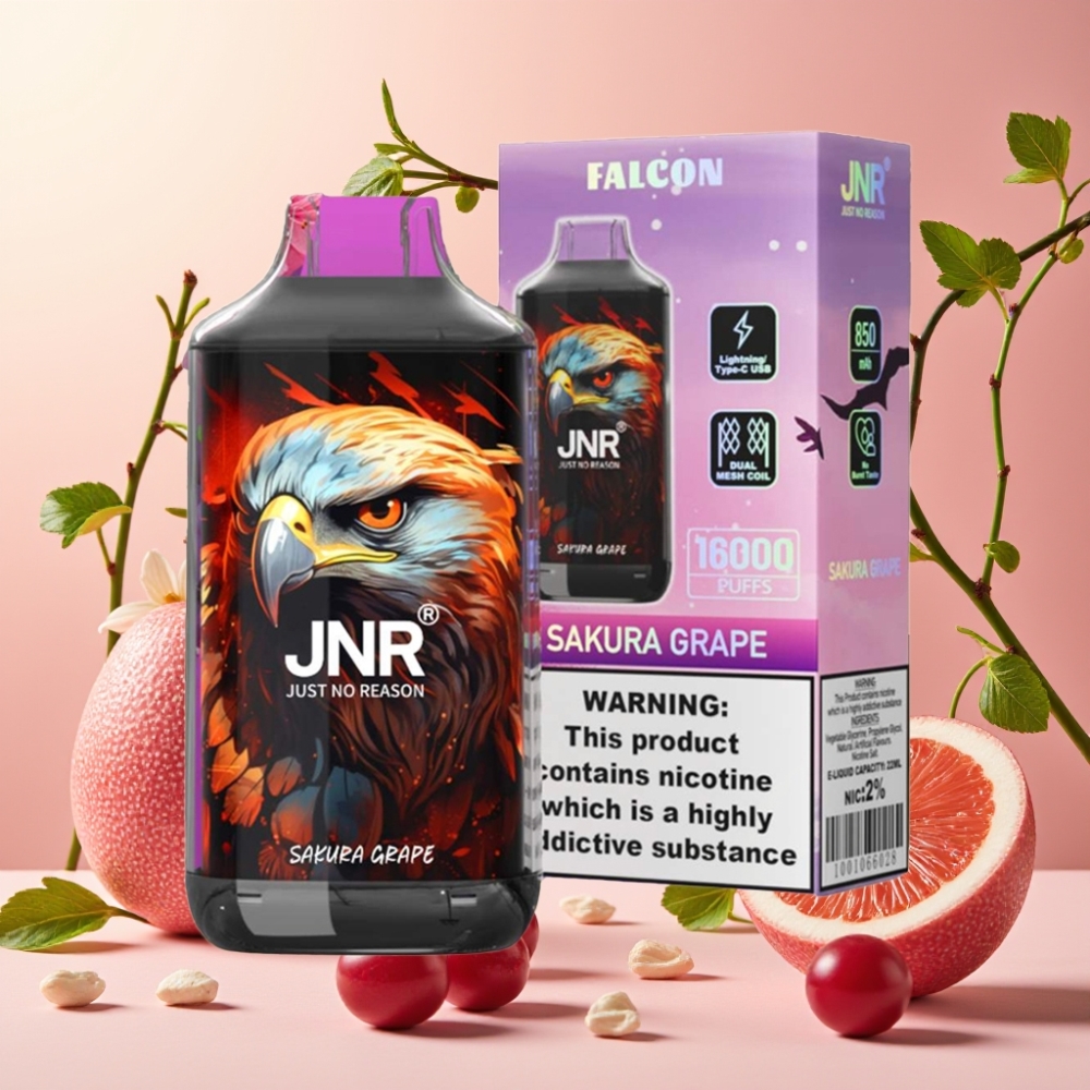 JNR Falcon 16000 Puffs Vape Desechable Uva Sakura con Batería 850 mAh