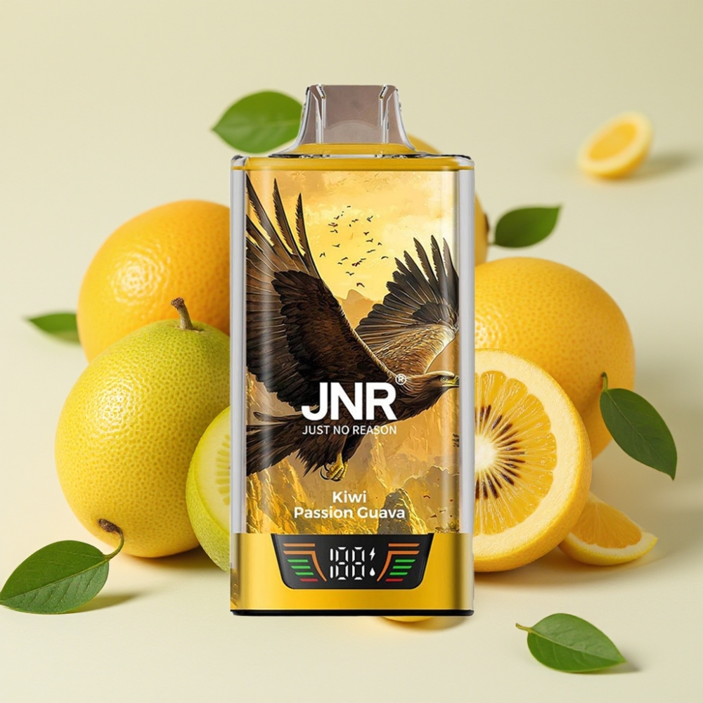 JNR Falcon Pro 28000 Vape Desechable Kiwi Pasión Guayaba con Pantalla Inteligente y Dual Mesh Coil